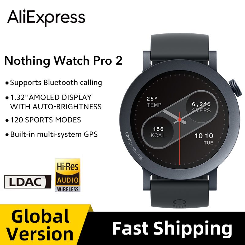 Global Version Nothing CMF Smart Watch Pro 2 1.32”AMOLED 100+watchfaces Bluetooth calls with AI noise reduction multi-system GPS