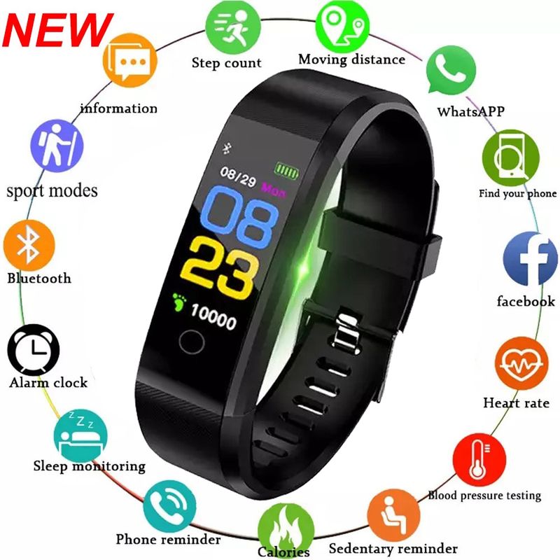 115Plus Smart Fitness Watch – Waterproof Activity Tracker with Heart Rate, Blood Pressure &amp; Sleep Monitor for Men &amp; Women