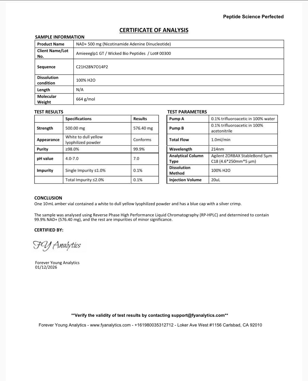NAD + (BUFFERED) 500 MG