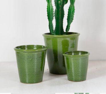 Green glazed terracotta pot