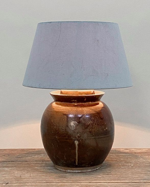 Lamp made of old pickle pot - Shanxi province, China, c1900
