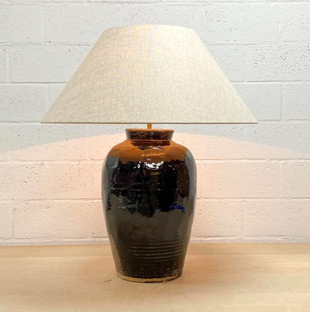 Black glazed table lamp - Shanxi province, China, c1900