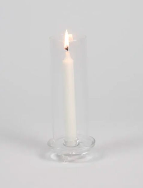 Gilly - Stylish cylindrical candle lantern in clear glass, Variant: Crown Candle