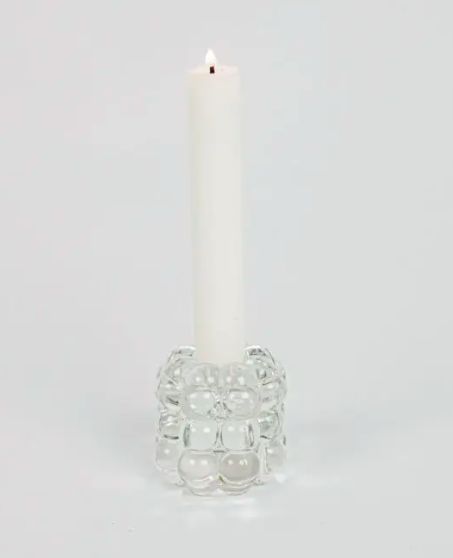 Unni -Reversible candle holder in glass that works for both tealight and crown candles