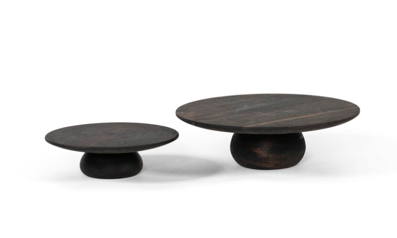 Plate on Stand - Acacia wood - Blacked