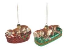 Kerstversiering - Glas - Slapende hondjes