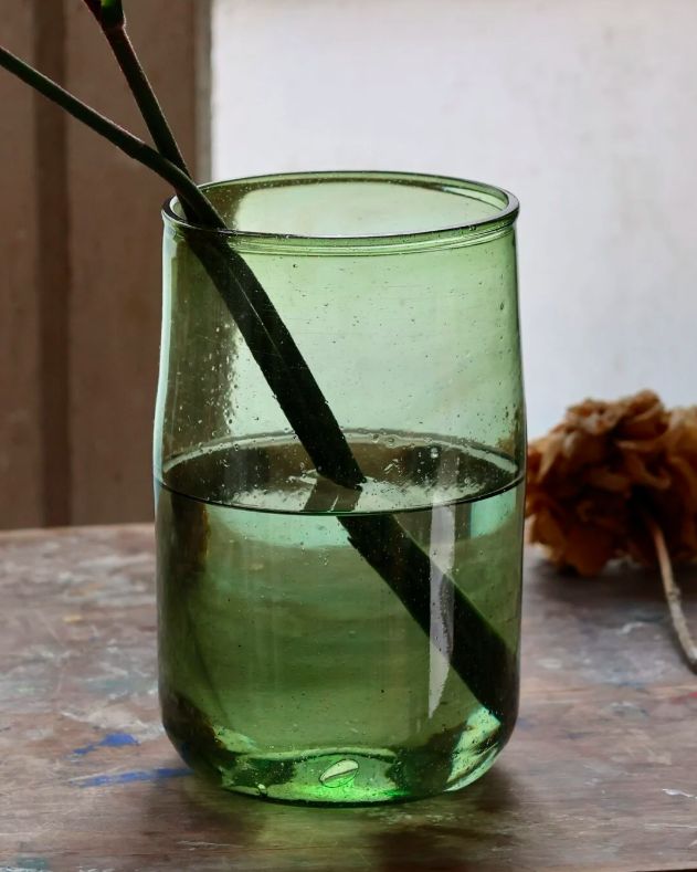 Vase Droit Vert Fumé