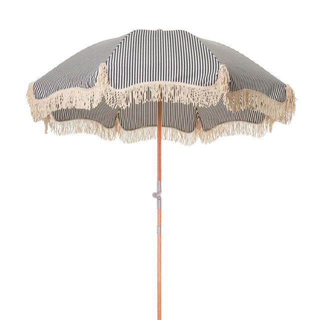 Premium Beach Parasol, Colour: Lauren's Navy Stripe