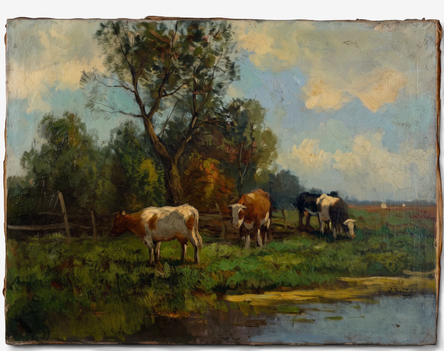 Koeien in Hollands landschap - olie op doek - Cor W. Bouter (1888 - 1966, NDL) Koeien in Hollands landschap - olie op doek - Cor W. Bouter (1888 - 1966, NDL)