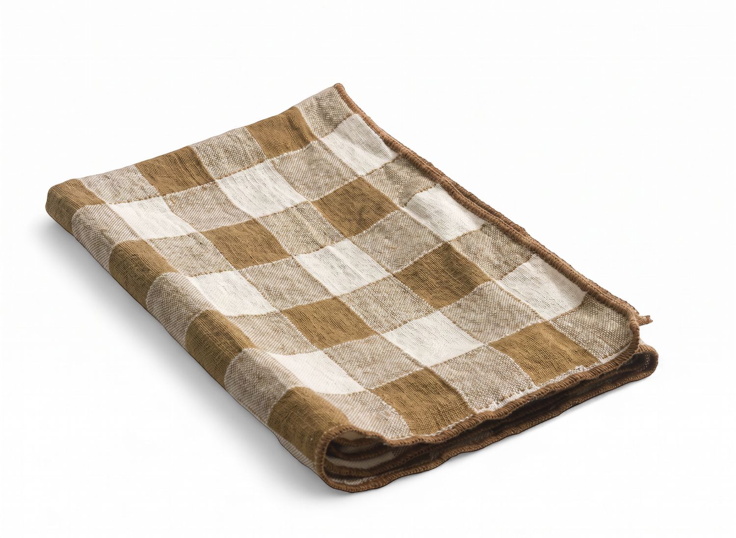 Maison de Vacances - Tafellakens Vichy - 100% linnen, Colour: Havane, Size: 170cm x 240cm