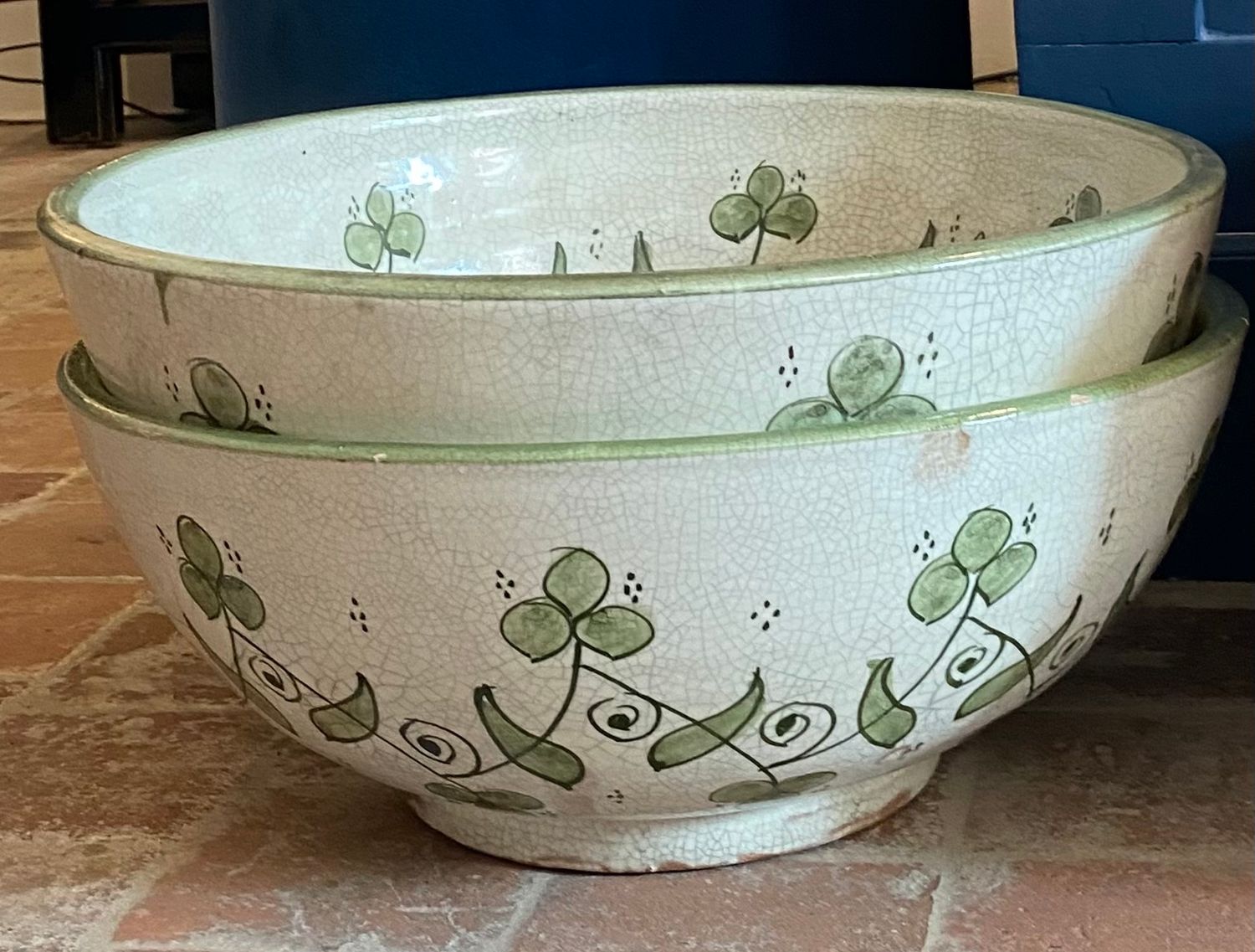 Handgeschilderede kom - Marrokaans - Keramiek, Colour: Groen, Size: Groot (40cm)