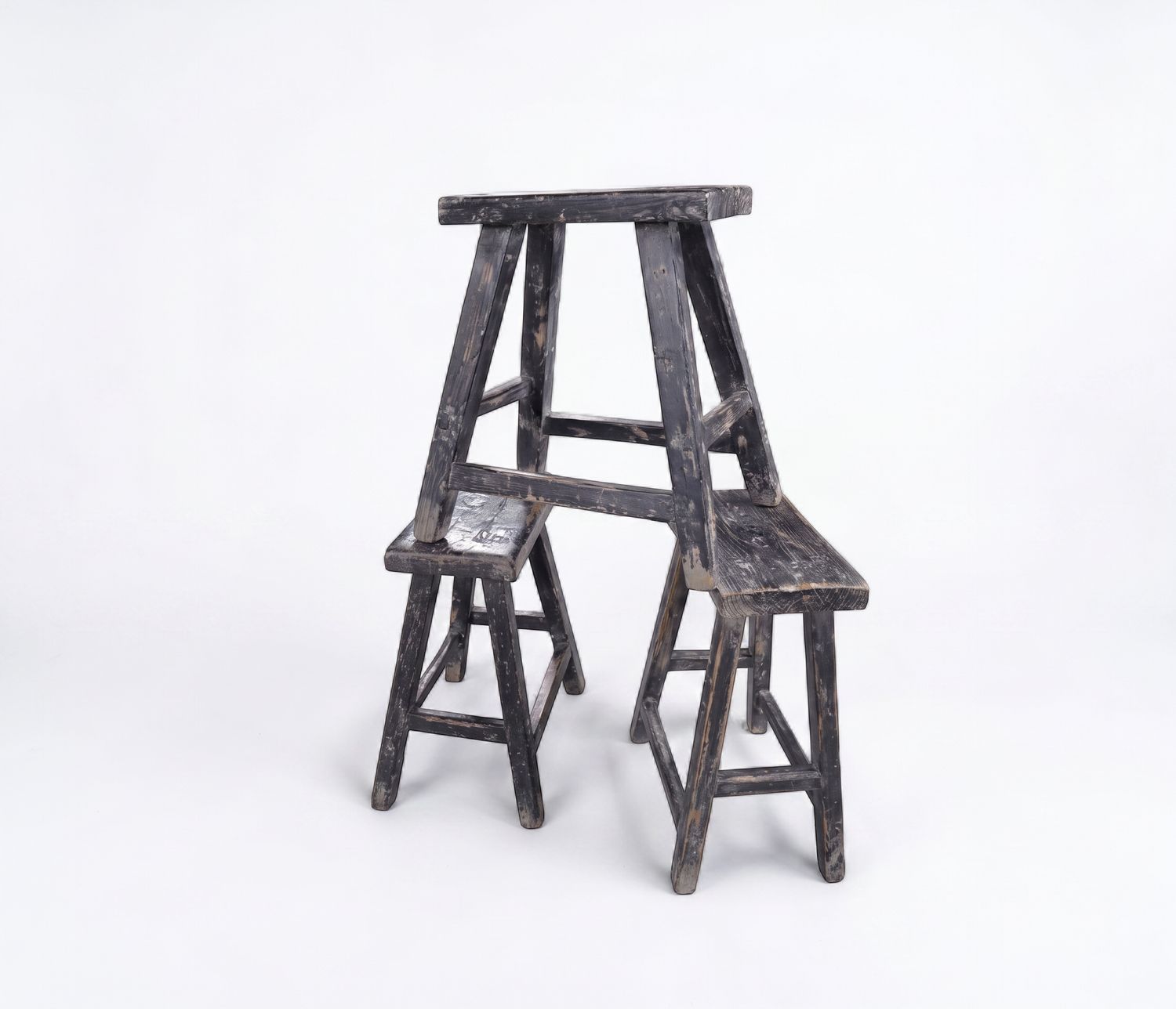 Kruk - Rectangular Black stool - China - c1930 - 40 x 18 x 48cm