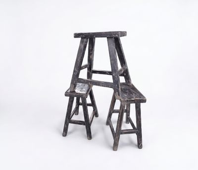 Kruk - Rectangular Black stool - China - c1930 - 40 x 18 x 48cm Kruk - Rectangular Black stool - China - c1930 - 40 x 18 x 48cm