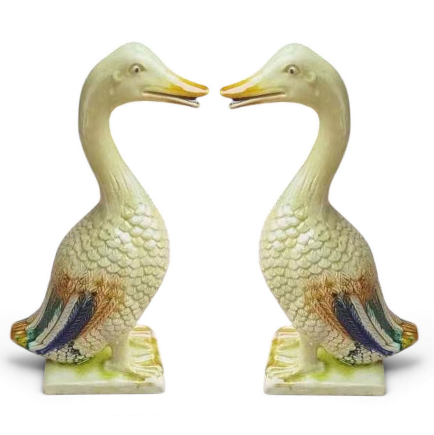 Eend in groen porselein