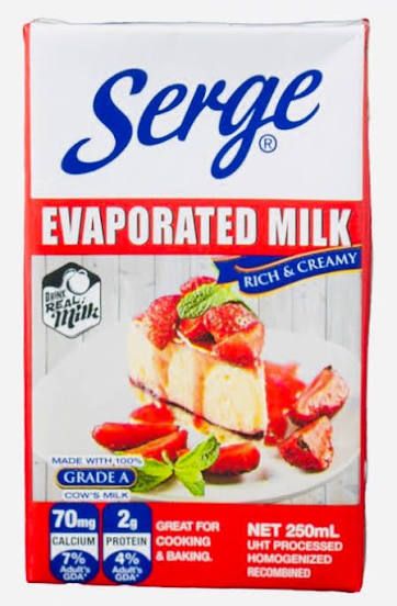 Serge Evaporated Milk 250ml Serge Evaporated Milk 250ml