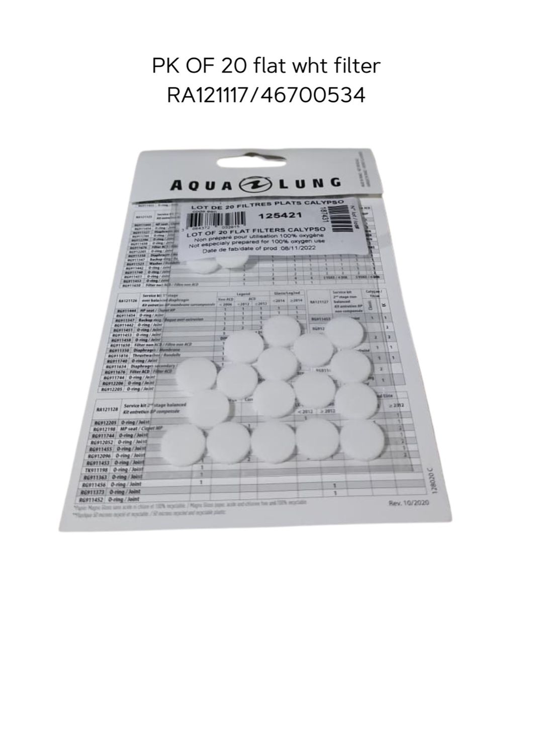 PK OF 20 FLAT WHT FILTER (1PC)