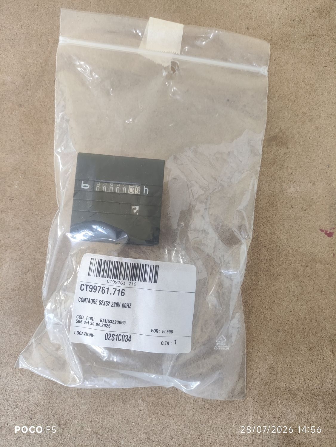 Contaore 52x52 220V 60Hz