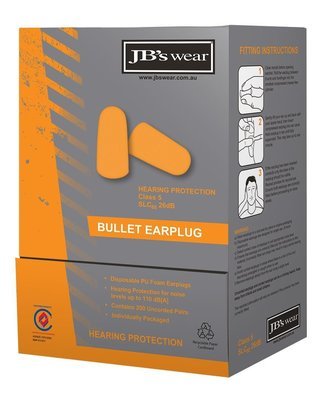 JB'S BULLET SHAPED EARPLUG (200PR)
