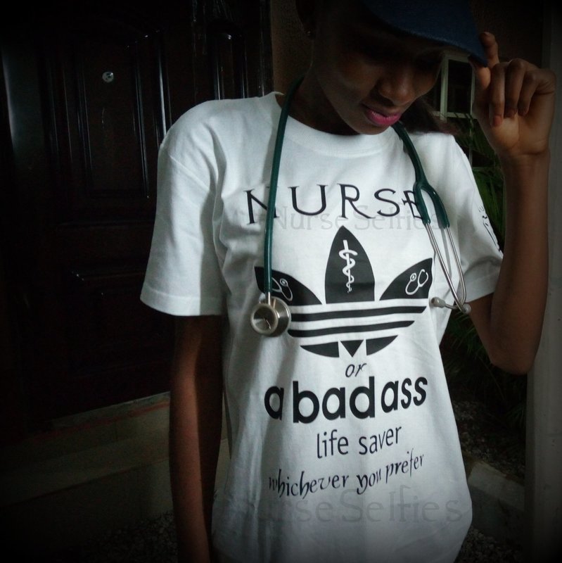Nurse Selfies B@d@$$ T-shirt - White