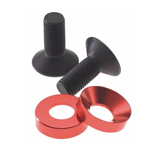 Redline Flight Crank Flush Mount Bolt & Washer Black/Red