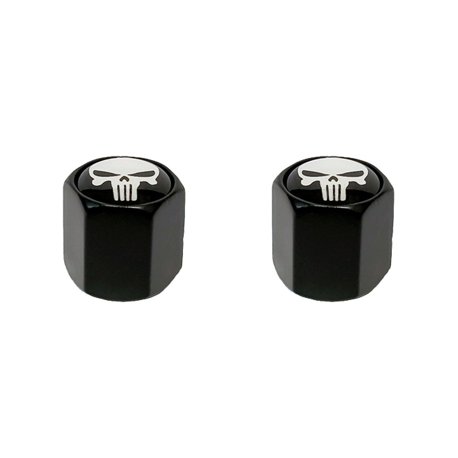 Trik Topz Block Shape Skull Valve Caps Black SV (Pair)