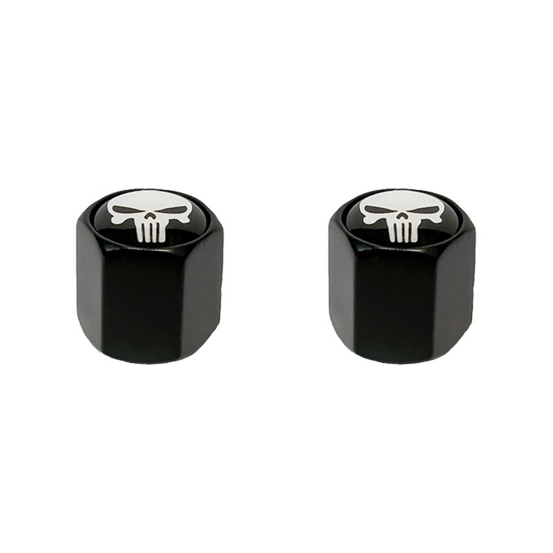 Trik Topz Block Shape Skull Valve Caps Black SV (Pair)