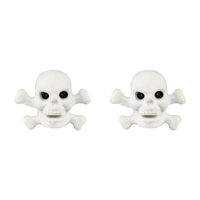 Trik Topz Skull/Bone Valve Caps SV (Pair), Color: White