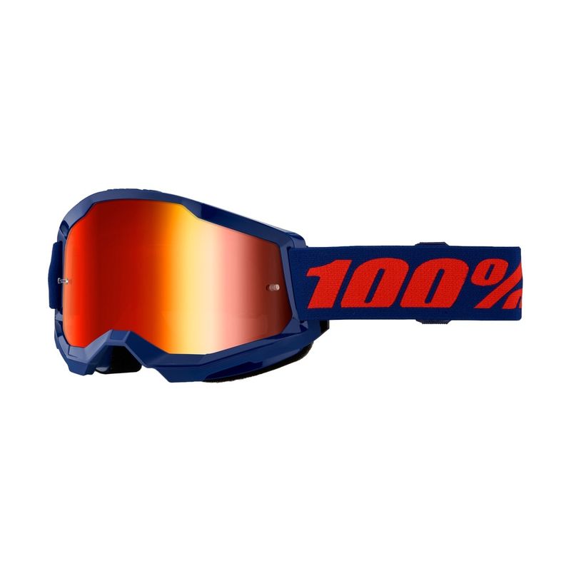 100% Strata 2 Goggle Navy Mirror Red Lens