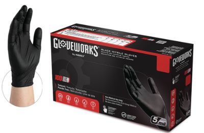 5 Mil Industrial Grade Black Nitrile Gloves