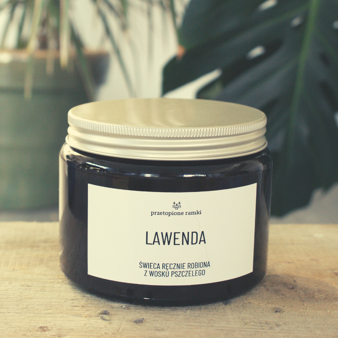świeca z wosku pszczelego - lawenda - 500ml