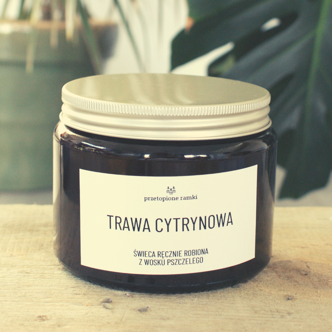 świeca z wosku pszczelego - trawa cytrynowa - 500ml
