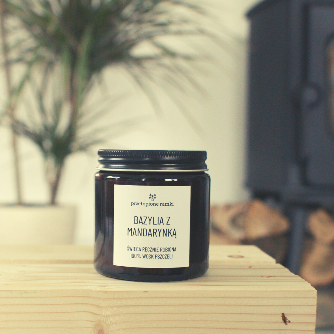 świeca z wosku pszczelego - bazylia z mandarynką - 120ml