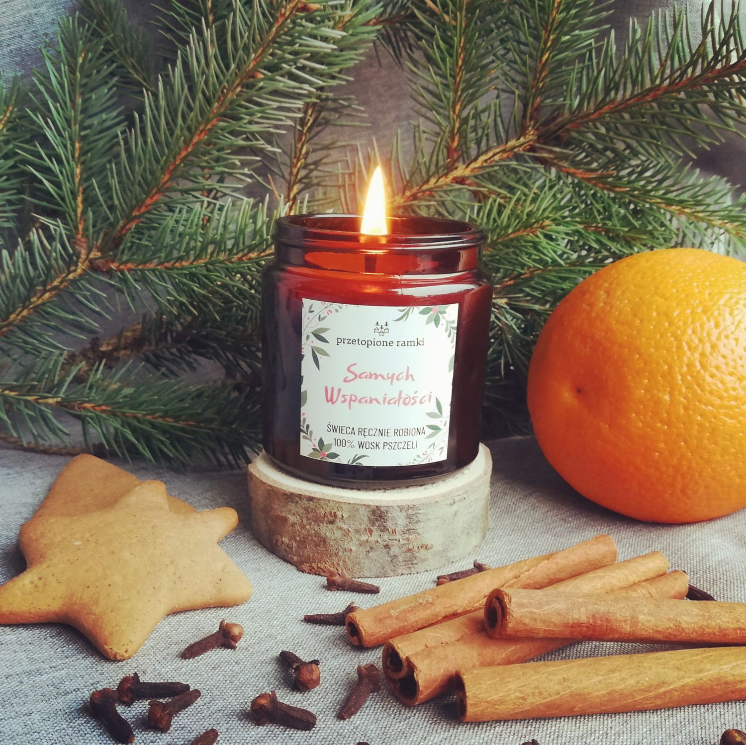 świeca z wosku pszczelego - świąteczna - 120ml
