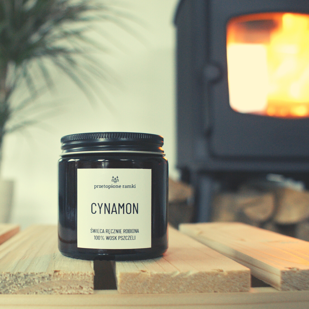 świeca z wosku pszczelego - cynamon - 120ml