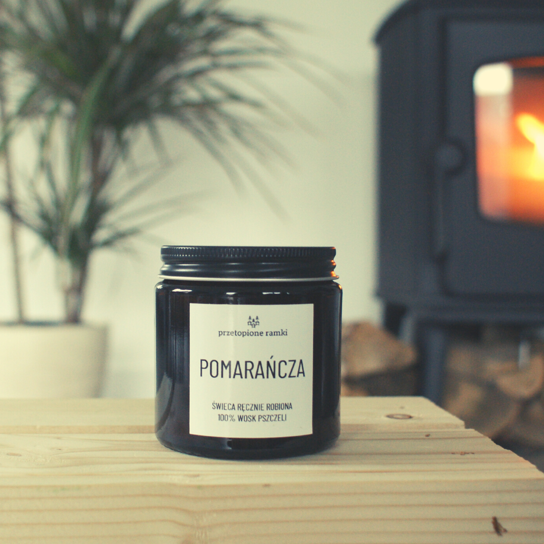 świeca z wosku pszczelego - pomarańcza - 120ml