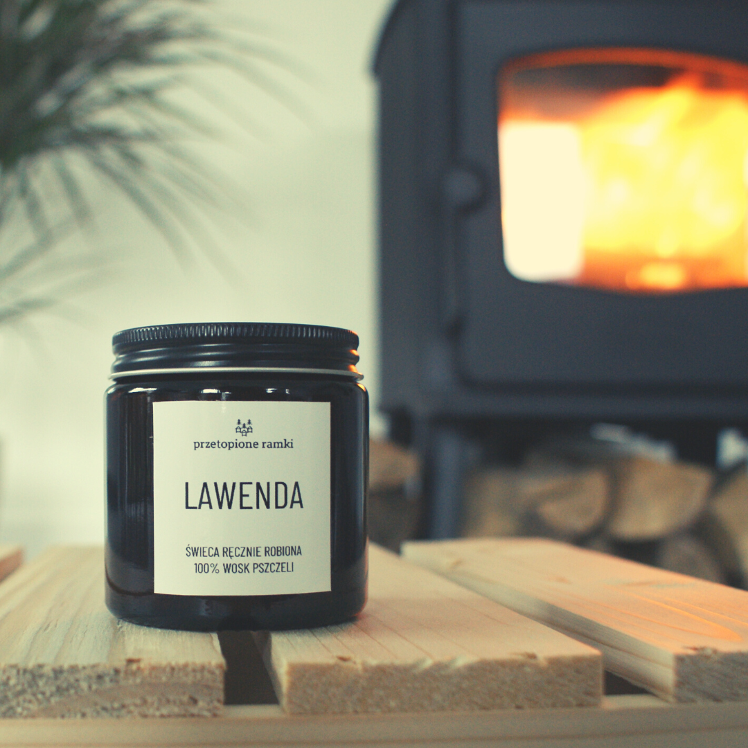 świeca z wosku pszczelego - lawenda - 120ml