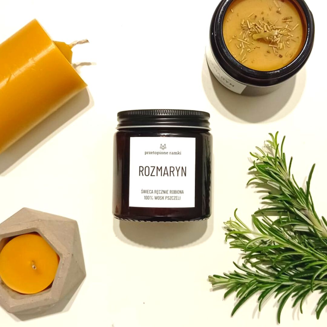 świeca z wosku pszczelego - rozmaryn - 120ml