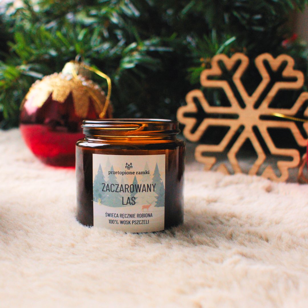 świeca z wosku pszczelego - Zaczarowany Las- 120ml