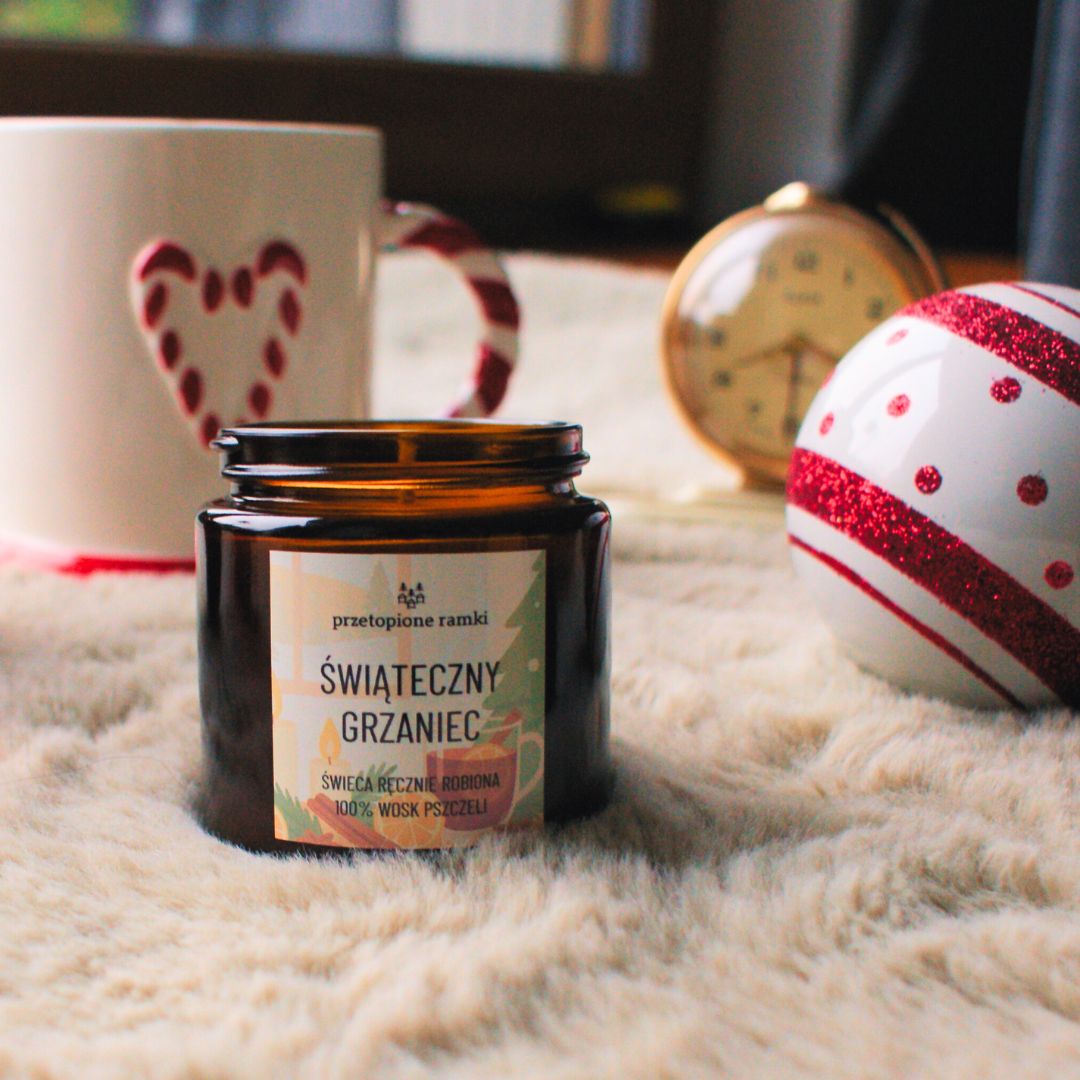 świeca z wosku pszczelego - Świąteczny Grzaniec - 120ml