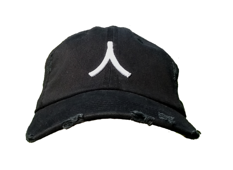 Character By Rakiem Logo Branded Destressed Cap - Black