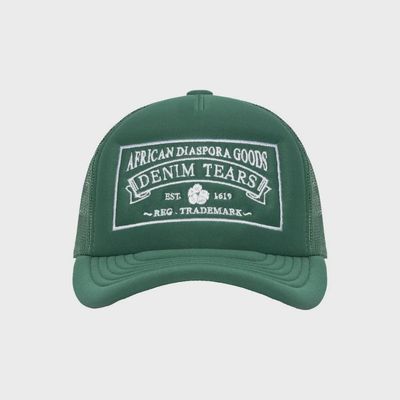 DENIM TEARS ADG TRUCKER HAT &quot;GREEN&quot;