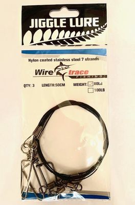 Wire Trace 80lb / 50cm lock swivel rigged - 3 pack - Jiggle Lure