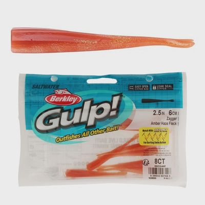 Gulp 2.5&quot; Zagger amber haze fleck 6cm 8ct