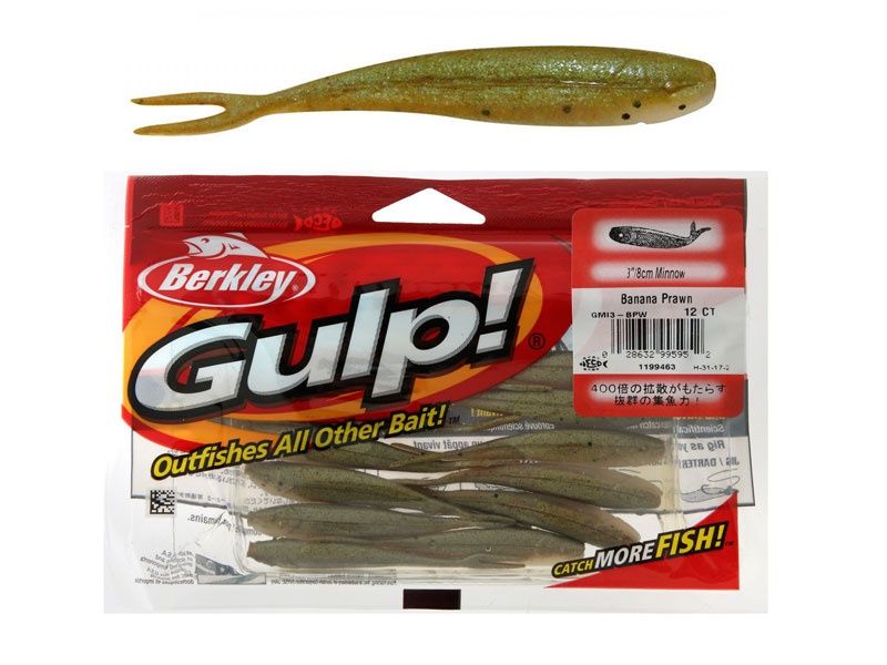 Gulp 3&quot; Minnow Banana Prawn softbait 12ct
