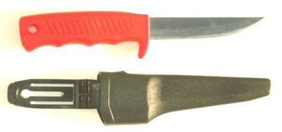 Bait knife Red 4" with sheath