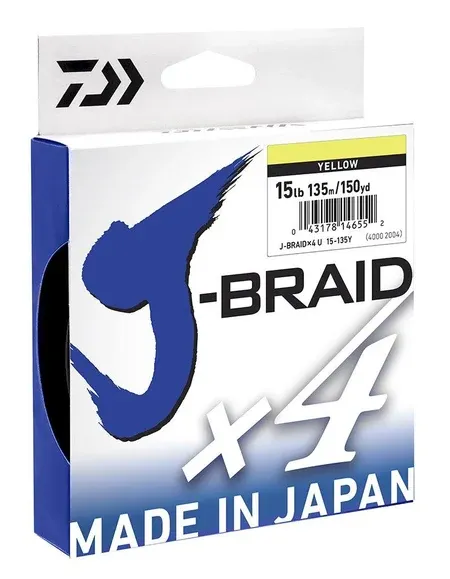j braid x4  15lb 135 mtrs yellow 0.19mm pe 2