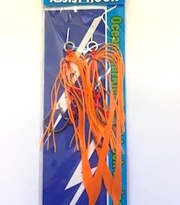 Assist hook orange 2/o with kabura skirt x 2
