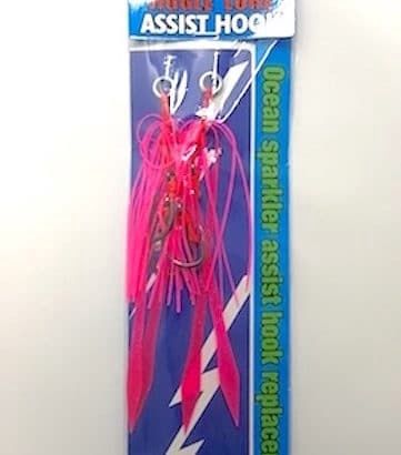 Assist hook pink 2/o with kabura skirt x 2