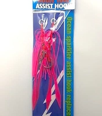 Assist hook pink 2/o with kabura skirt x 2