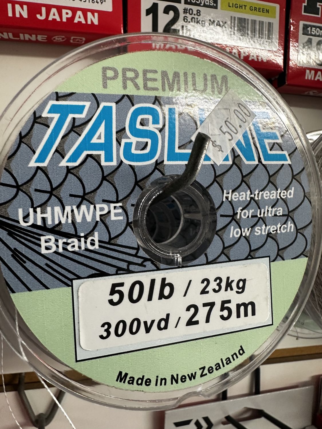 tasline 50lb 300yds white NZ spun braid